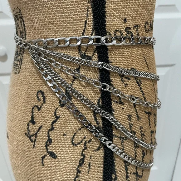 Multi-Layer Silver Chain Body Belt - Picture 6 of 10
